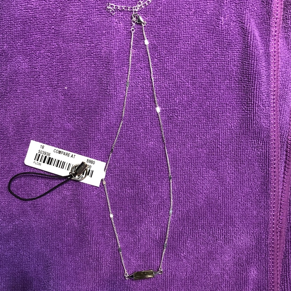 Elegant Silver Necklace with stone bar pendant